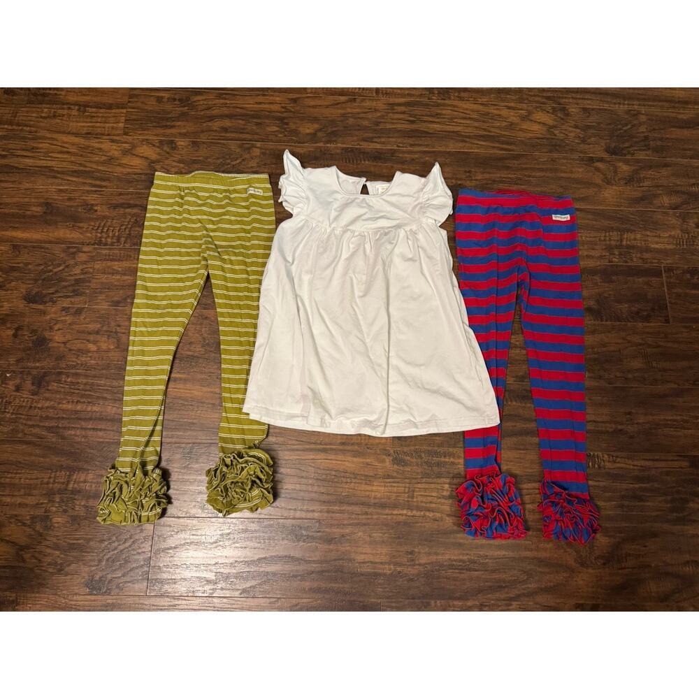 Sew Sassy 3 Piece Lot Boutique Ruffle Pants and Shirt Sz:8